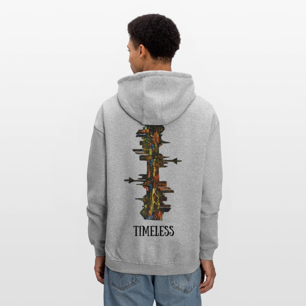 Oversized Unisex Hoodie Düsseldorfer Skyline Backprint - Grau meliert