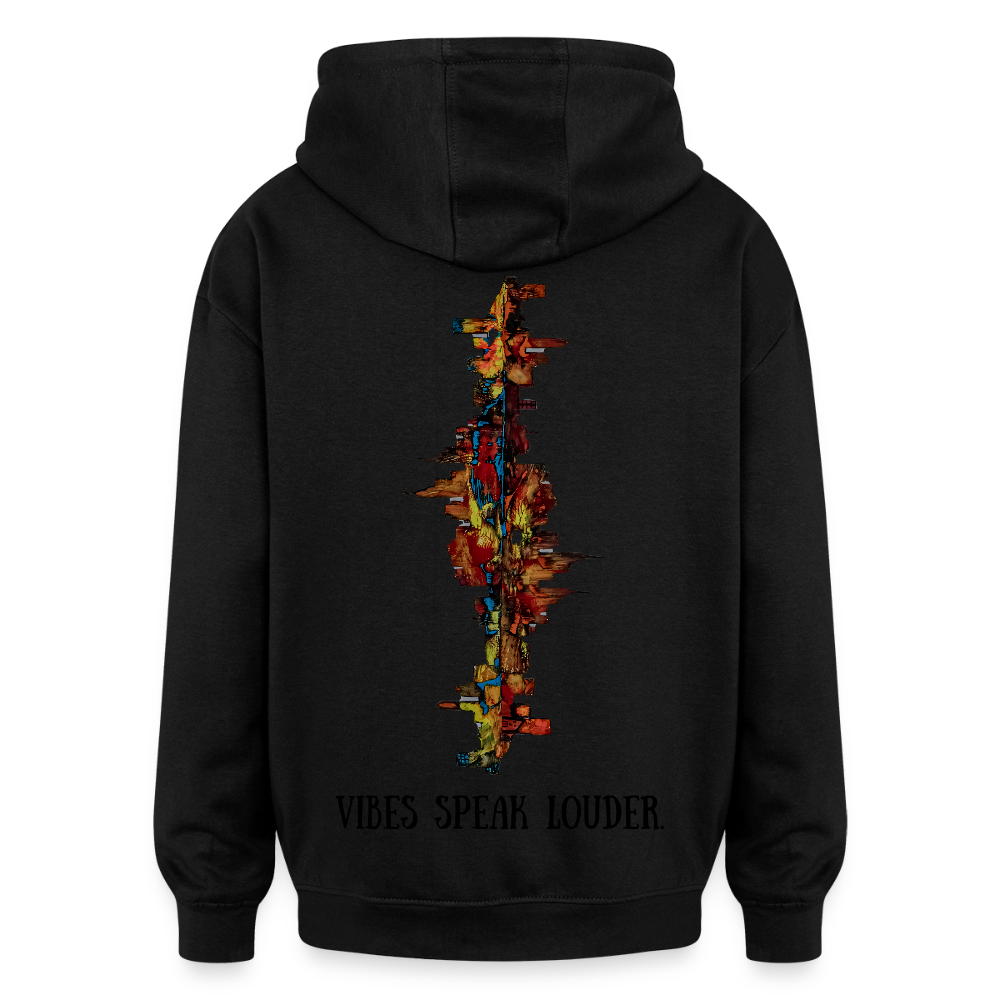 Oversized Unisex Hoodie Frankfurter Skyline Backprint - Schwarz