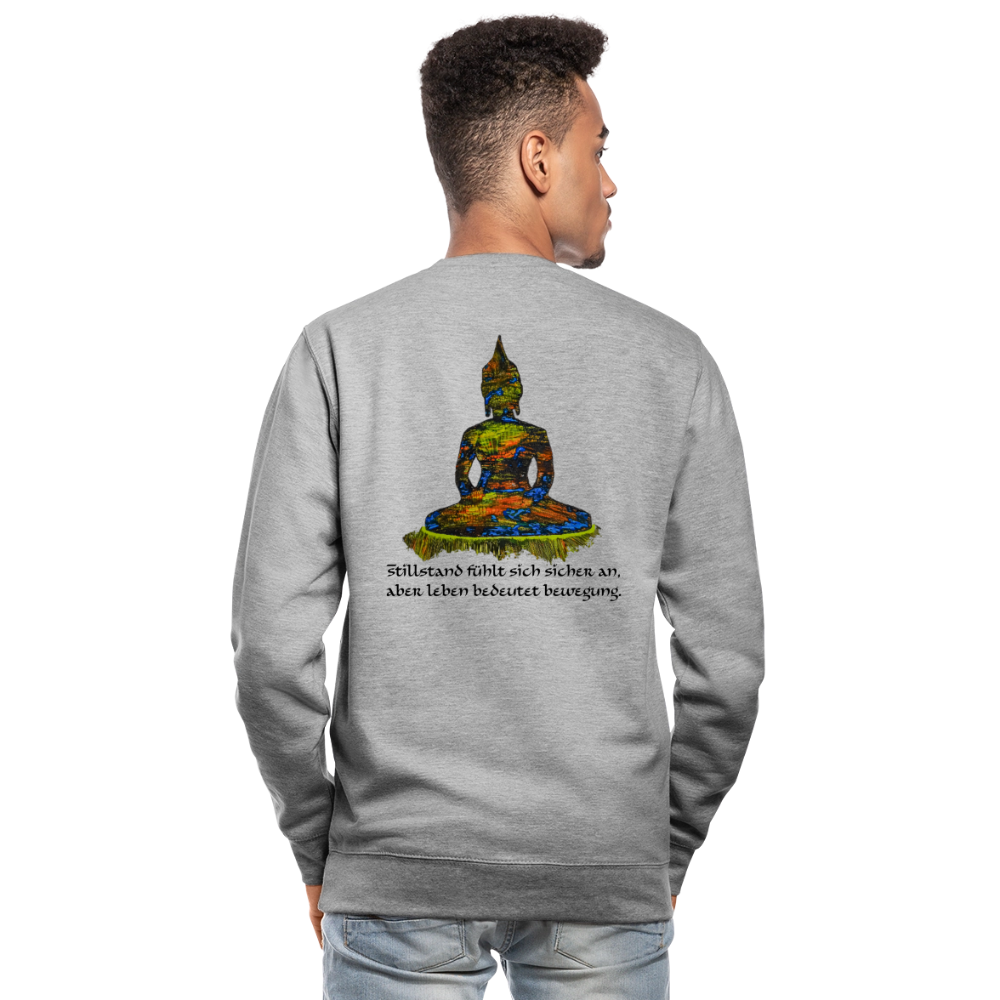 Unisex Pulli Buddha Backprint - Weißgrau meliert