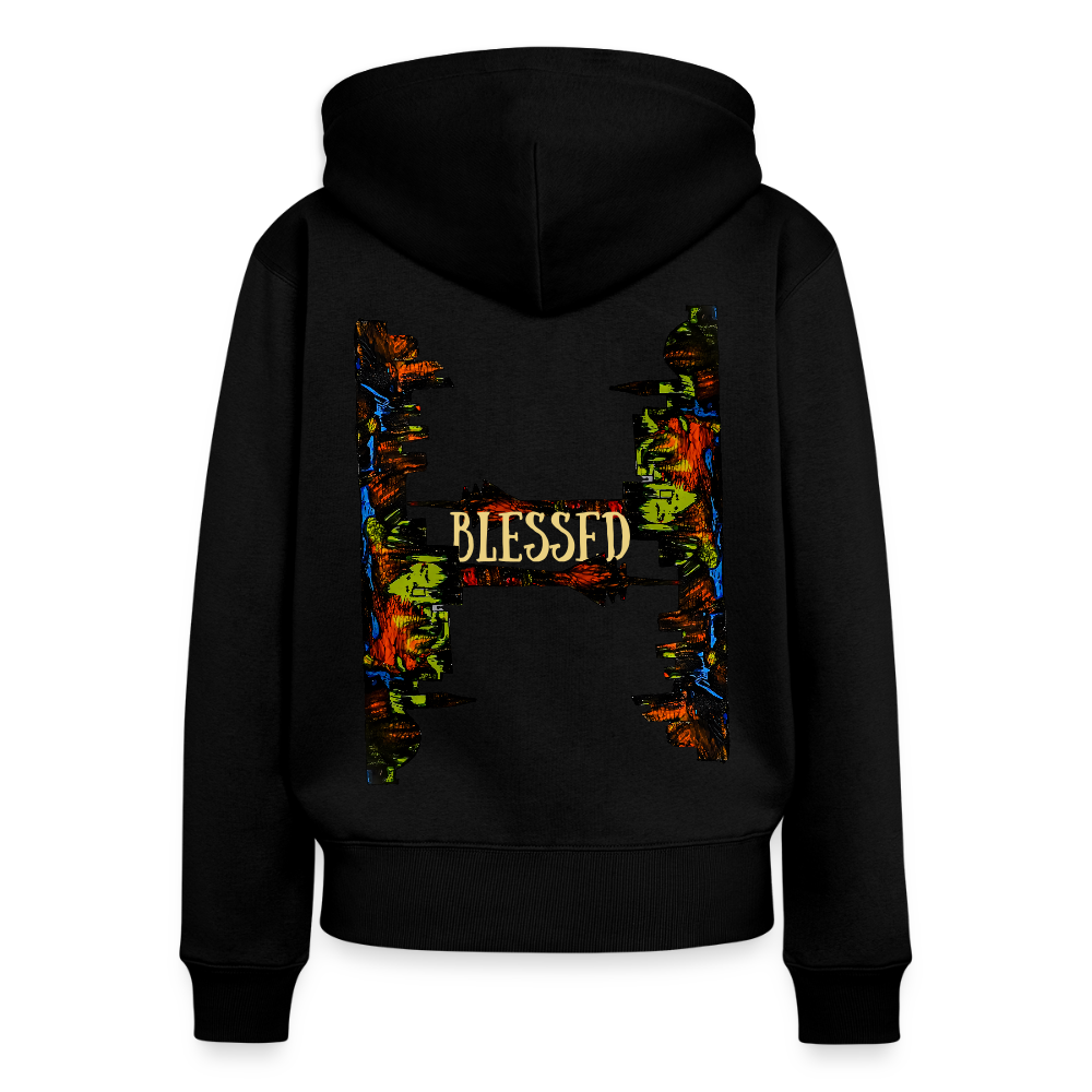 Frauen Kapuzenjacke Düsseldorfer Skyline Backprint - Schwarz