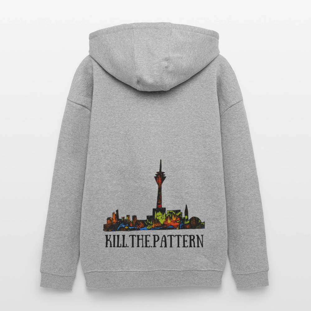 Oversized Unisex Hoodie Düsseldorfer Skyline Backprint - Grau meliert