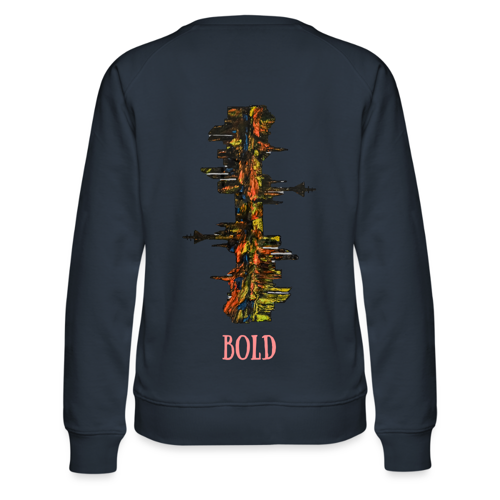 Frauen Pulli Düsseldorfer Skyline Backprint - Navy