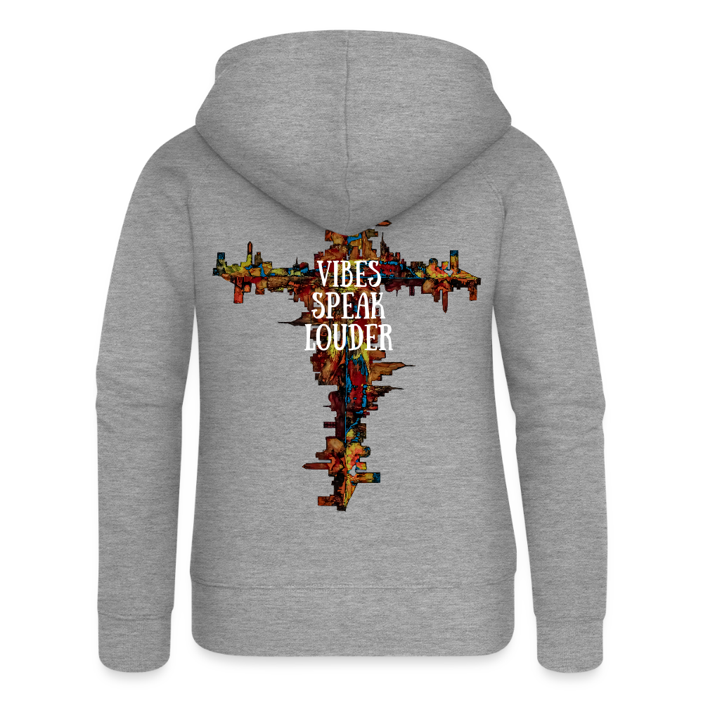 Frauen Kapuzenjacke Frankfurter Skyline Backprint - Grau meliert