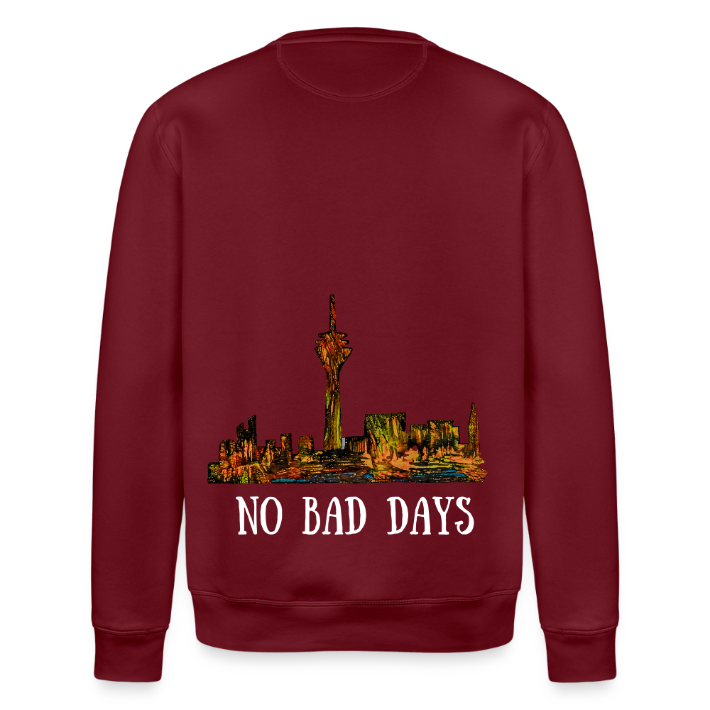 Unisex Bio Pulli Düsseldorfer Skyline Backprint - Burgunderrot