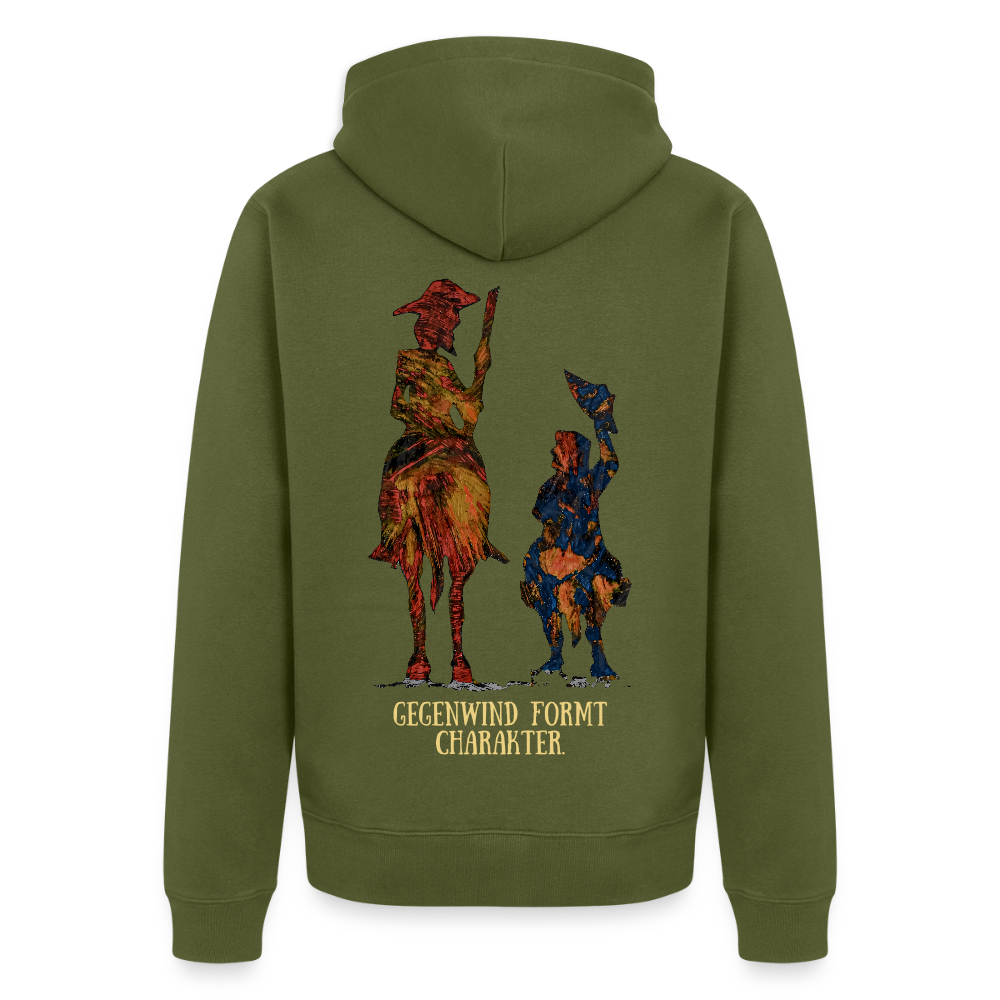 Männer Kapuzenjacke Don Quixote Backprint - Khaki