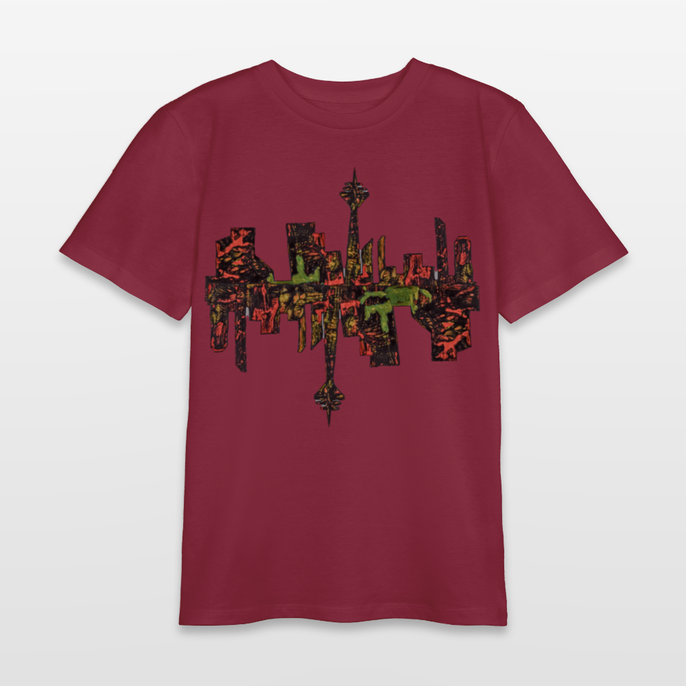 Unisex Teenager T-Shirt Düsseldorfer Skyline V.9 - Burgunderrot