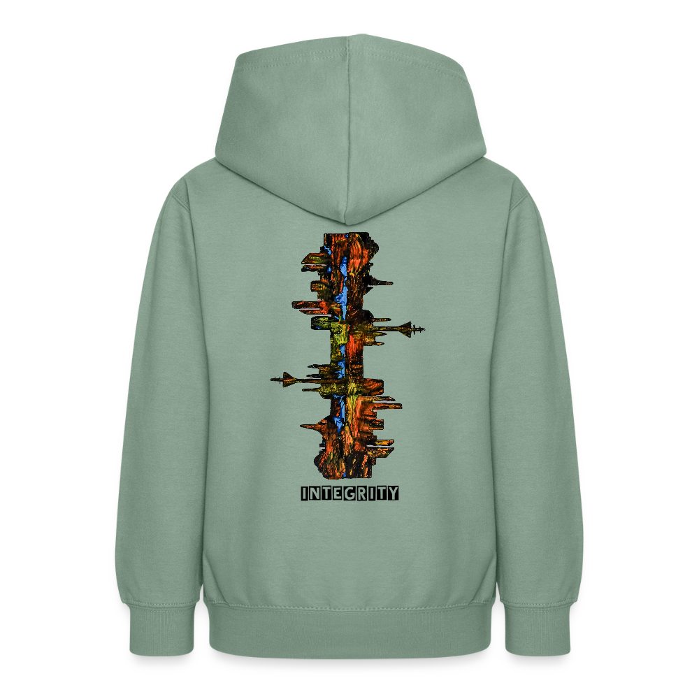Teenager Hoodie Düsseldorfer Skyline Backprint - Graugrün