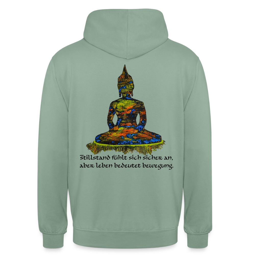 Unisex Hoodie Buddha Backprint - Graugrün