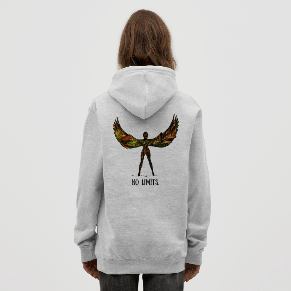 Unisex Hoodie Angel Backprint - Hellgrau meliert