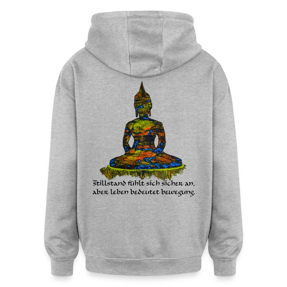 Oversized Unisex Hoodie Buddha Backprint - Grau meliert