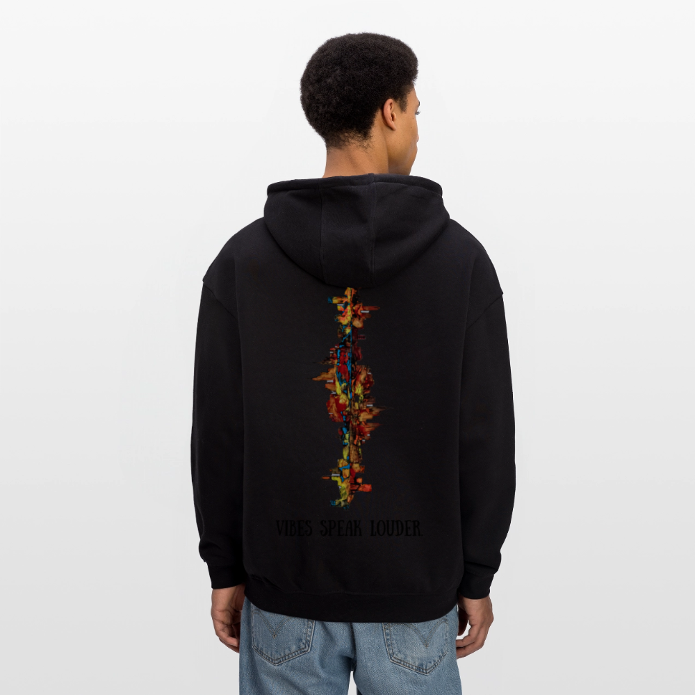 Oversized Unisex Hoodie Frankfurter Skyline Backprint - Schwarz