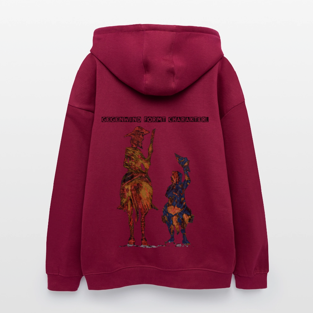 Oversized Unisex Hoodie Don Quixote Backprint - Burgunderrot