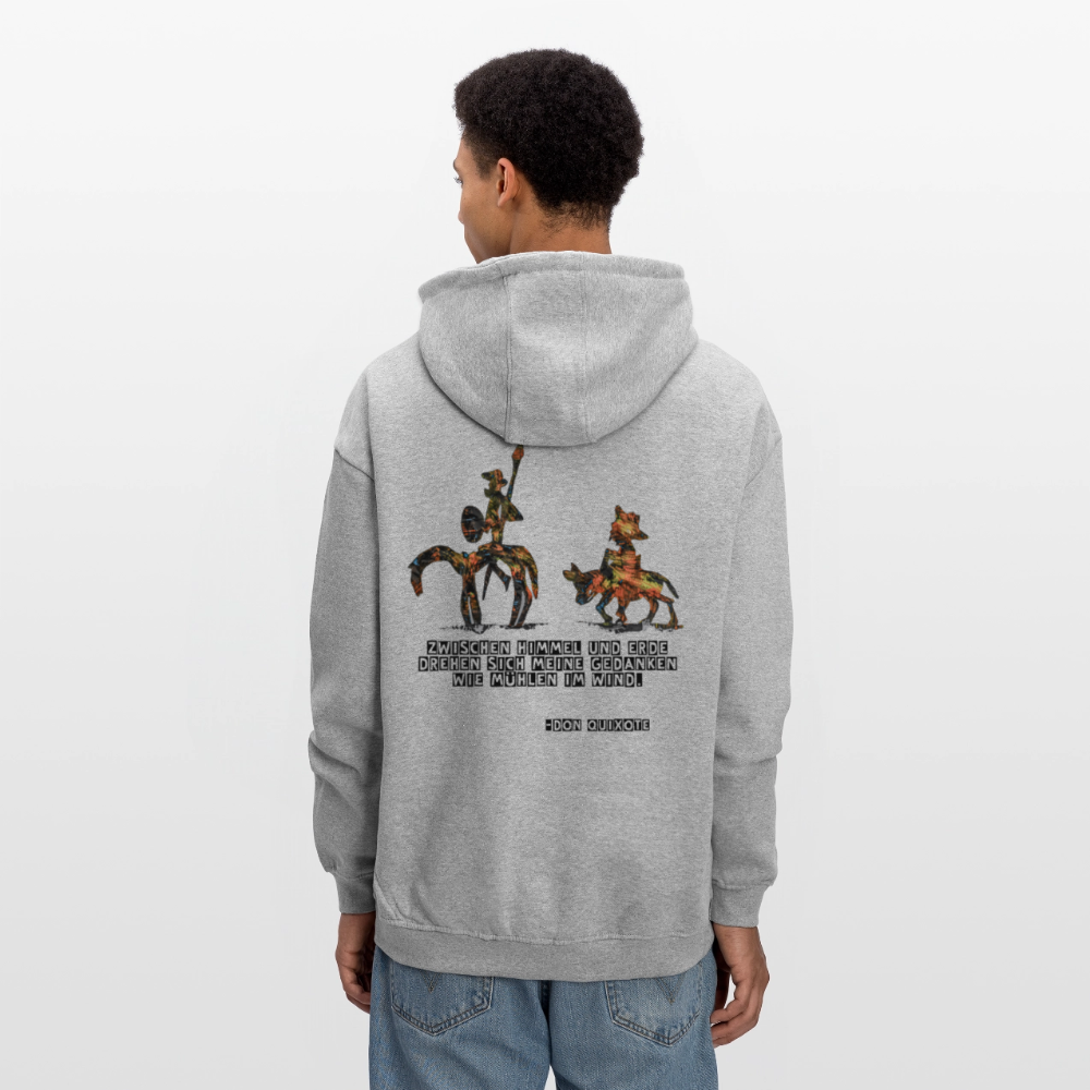 Oversized Unisex Hoodie Don Quixote Backprint - Grau meliert