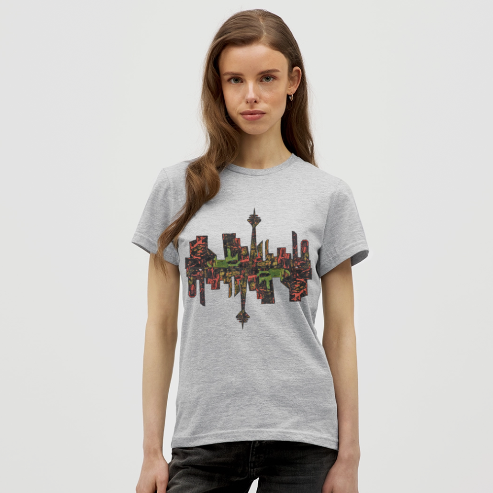 Frauen T-Shirt Düsseldorfer Skyline V.9 - Grau meliert