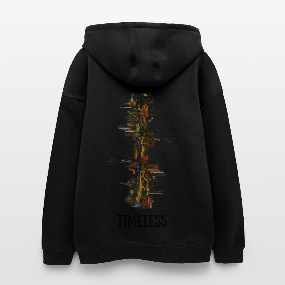 Oversized Unisex Hoodie Düsseldorfer Skyline Backprint - Schwarz