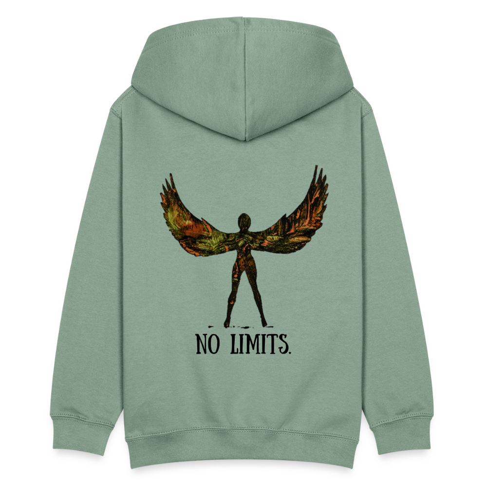 Teenager Hoodie Angel Backprint - Graugrün