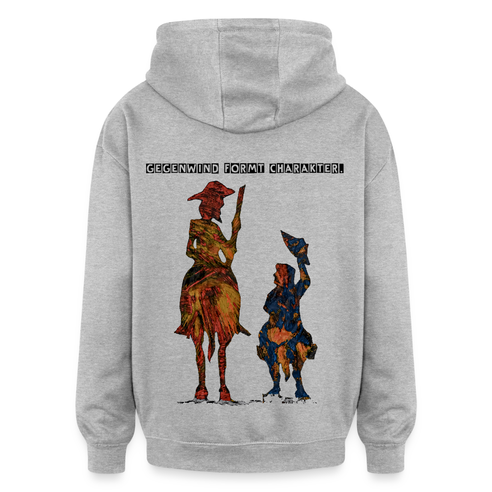 Oversized Unisex Hoodie Don Quixote Backprint - Grau meliert