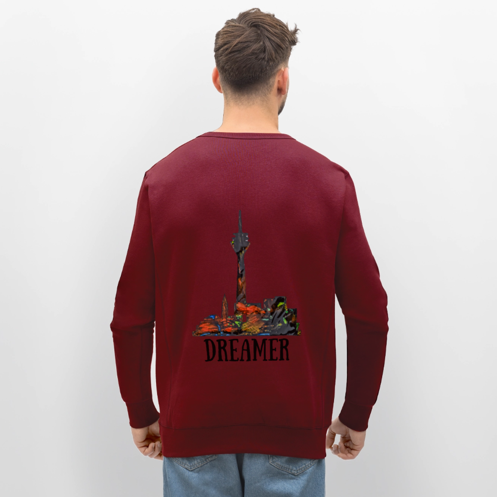 Unisex Bio Pulli Düsseldorferskyline Backprint - Burgunderrot