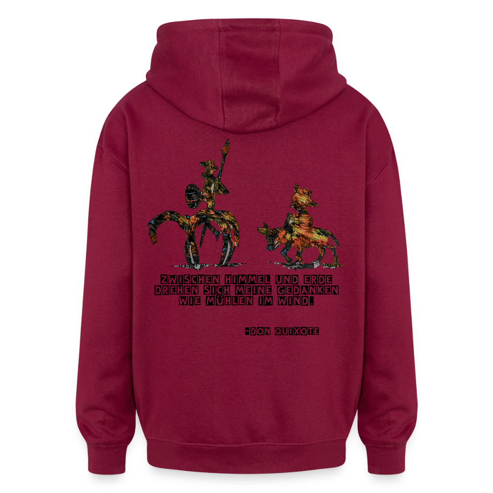 Oversized Unisex Hoodie Don Quixote Backprint - Burgunderrot