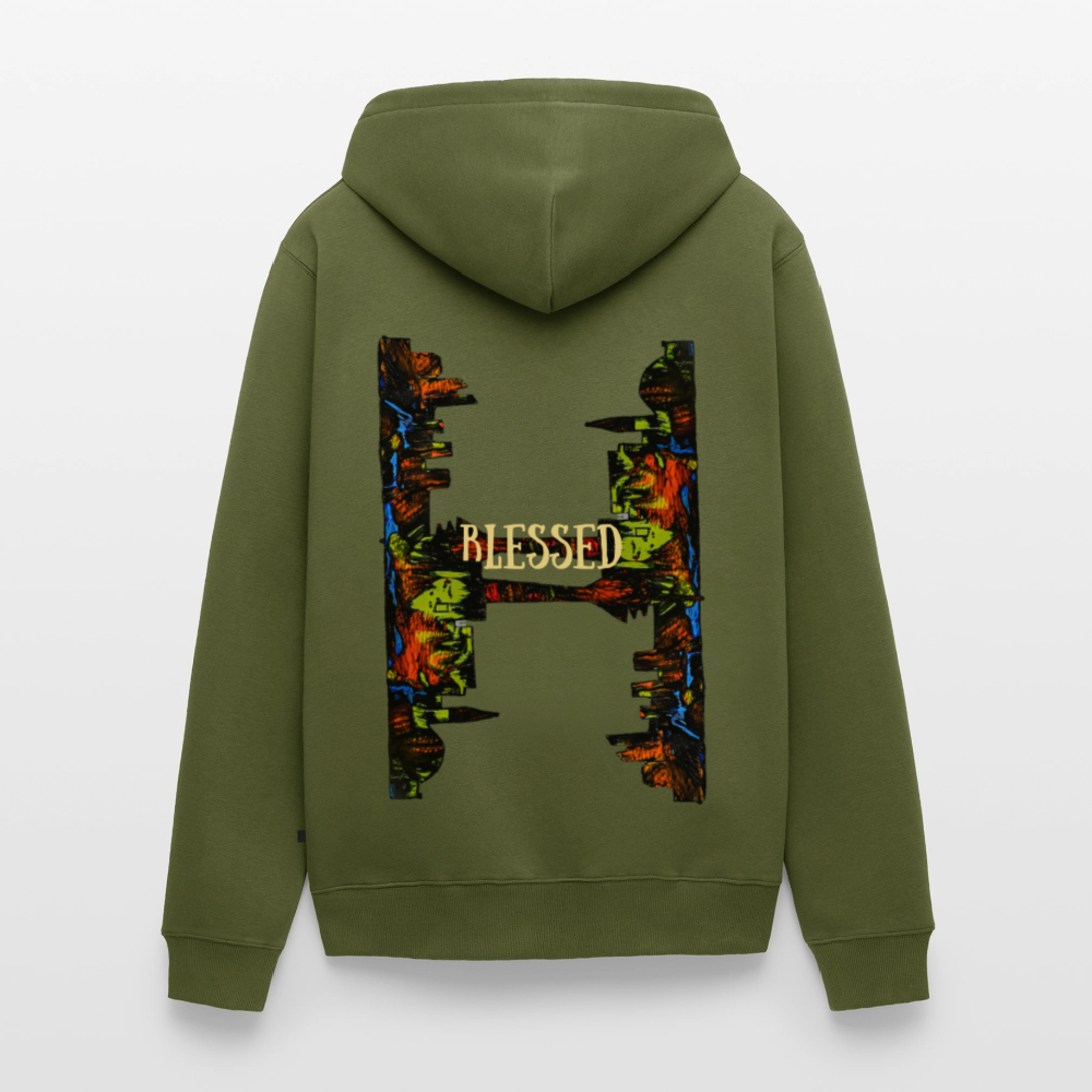 Männer Kapuzenjacke Düsseldorfer Skyline Backprint - Khaki