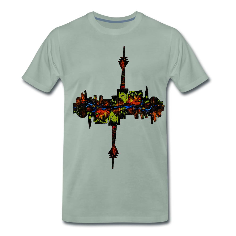 Männer Premium T-Shirt Düsseldorfer Skyline V.7 - Graugrün
