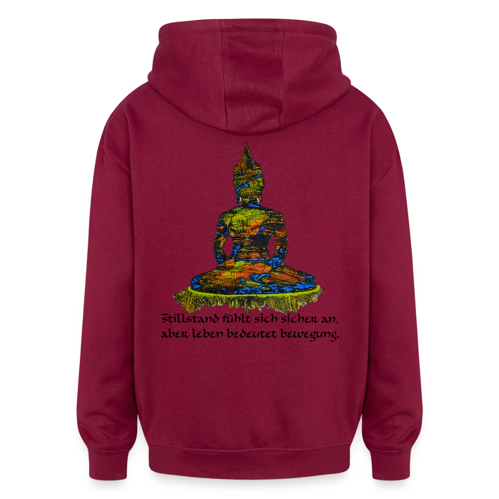 Oversized Unisex Hoodie Buddha Backprint - Burgunderrot