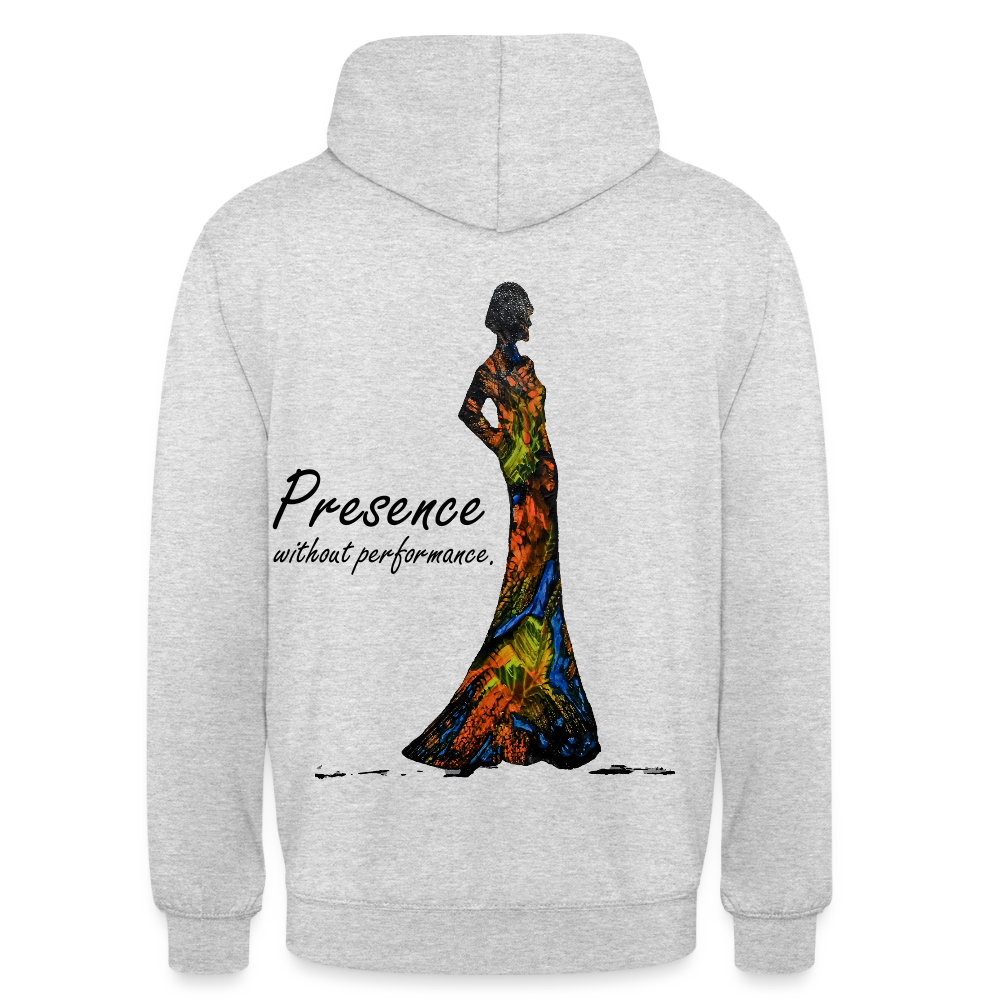 Unisex Hoodie Presence Backprint - Hellgrau meliert