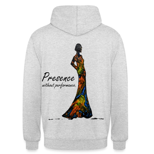 Unisex Hoodie Presence Backprint - Hellgrau meliert