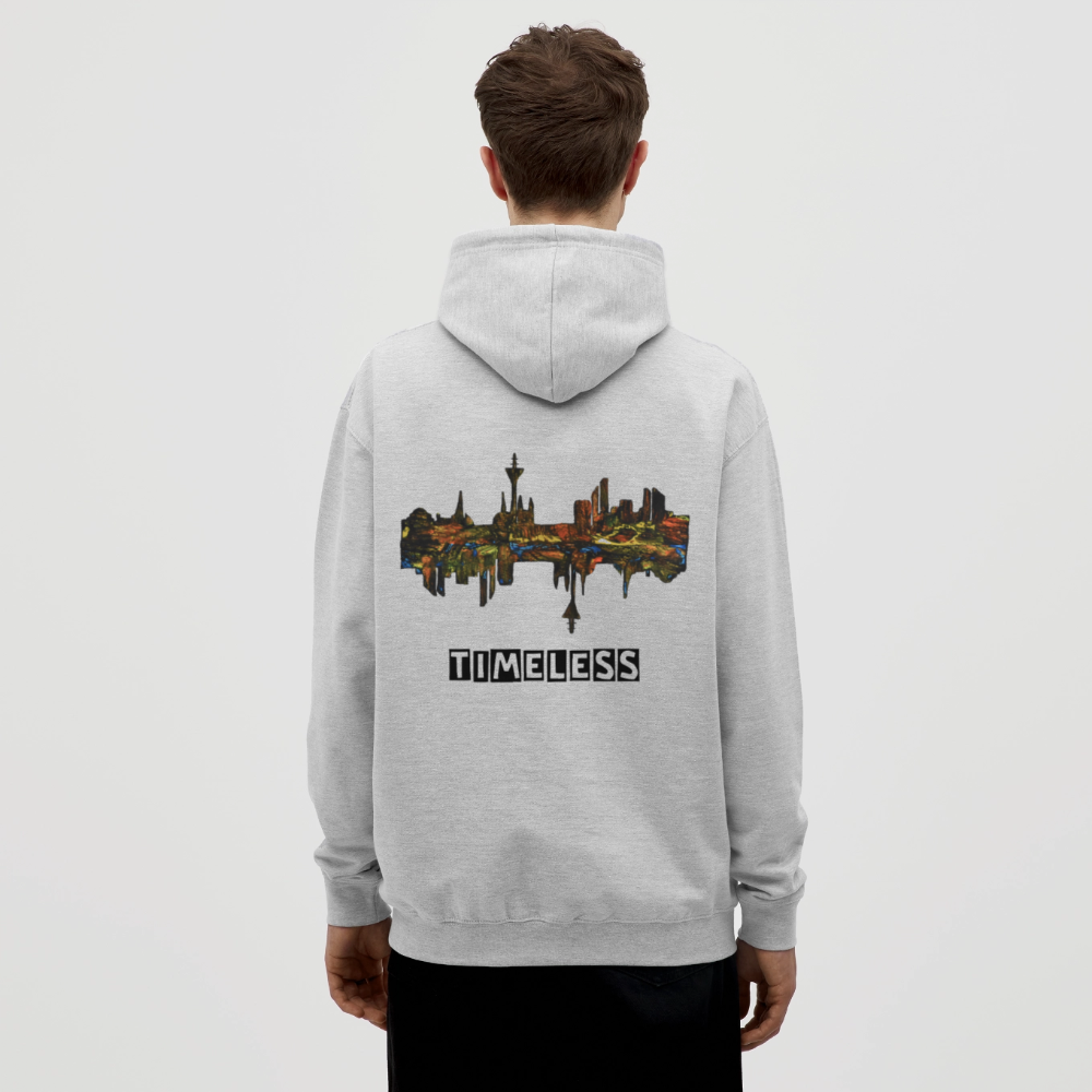 Unisex Hoodie Düsseldorfer Skyline Backprint - Hellgrau meliert