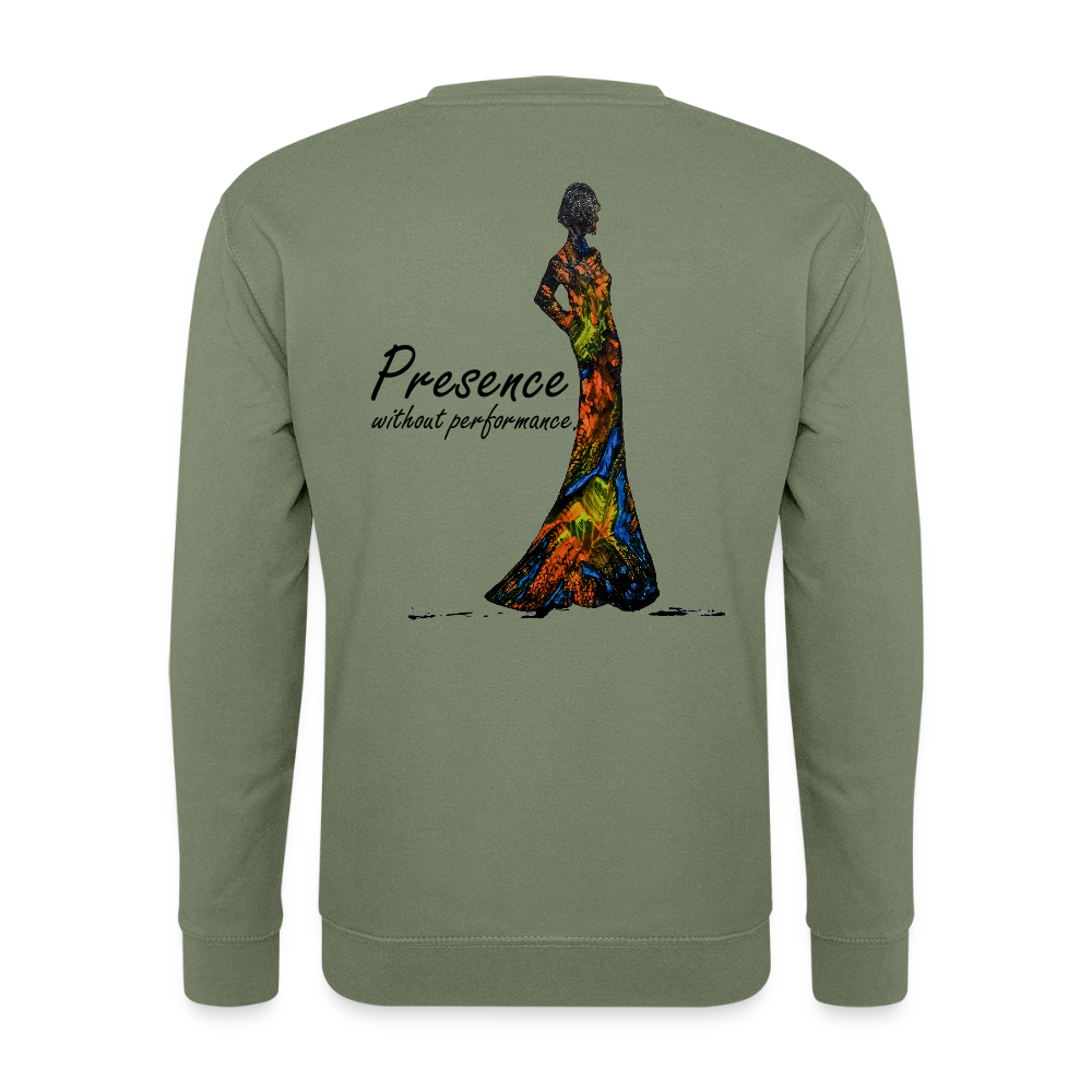 Unisex Pulli Presence Backprint - Armeegrün