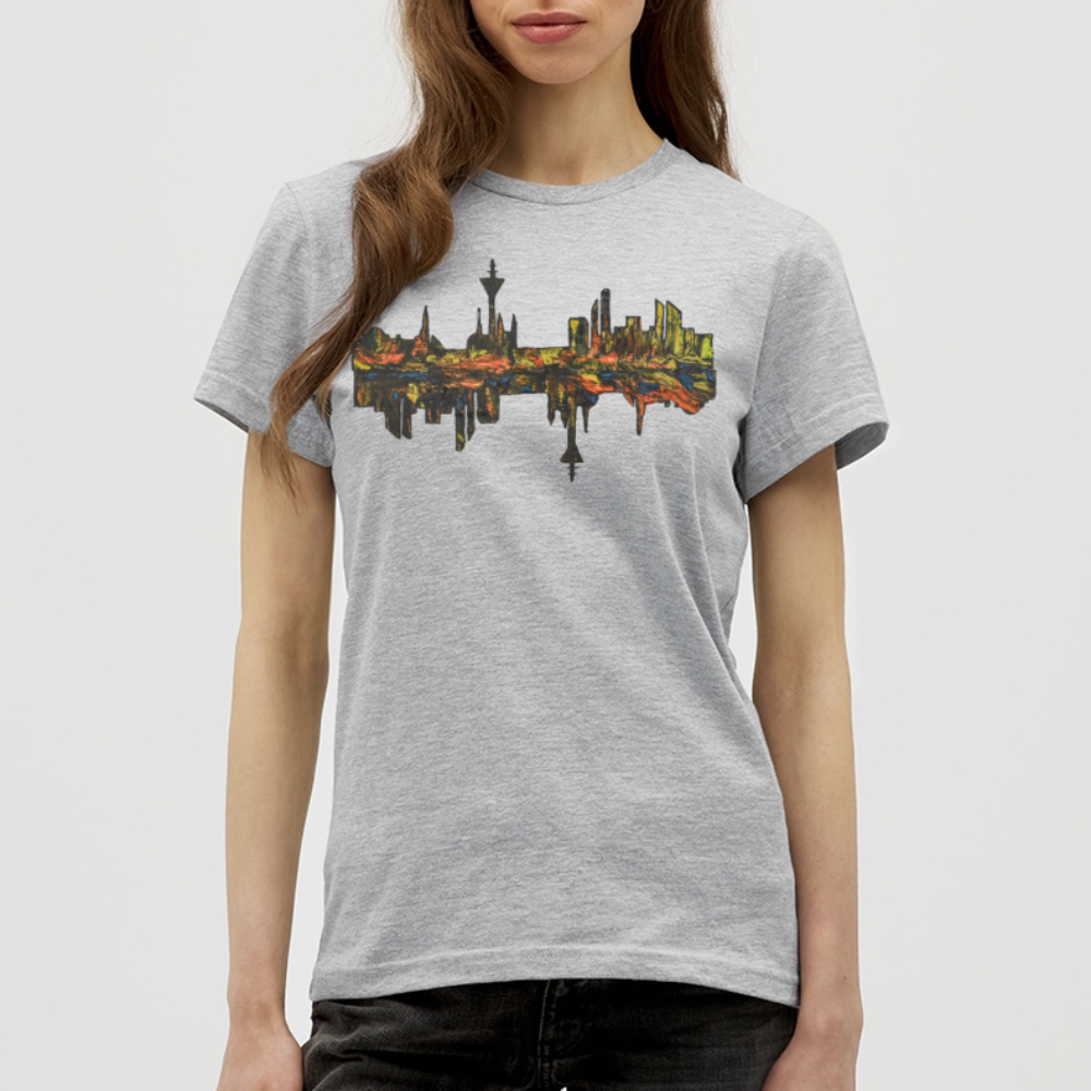 Frauen T-Shirt Düsseldorfer Skyline V.3 - Grau meliert