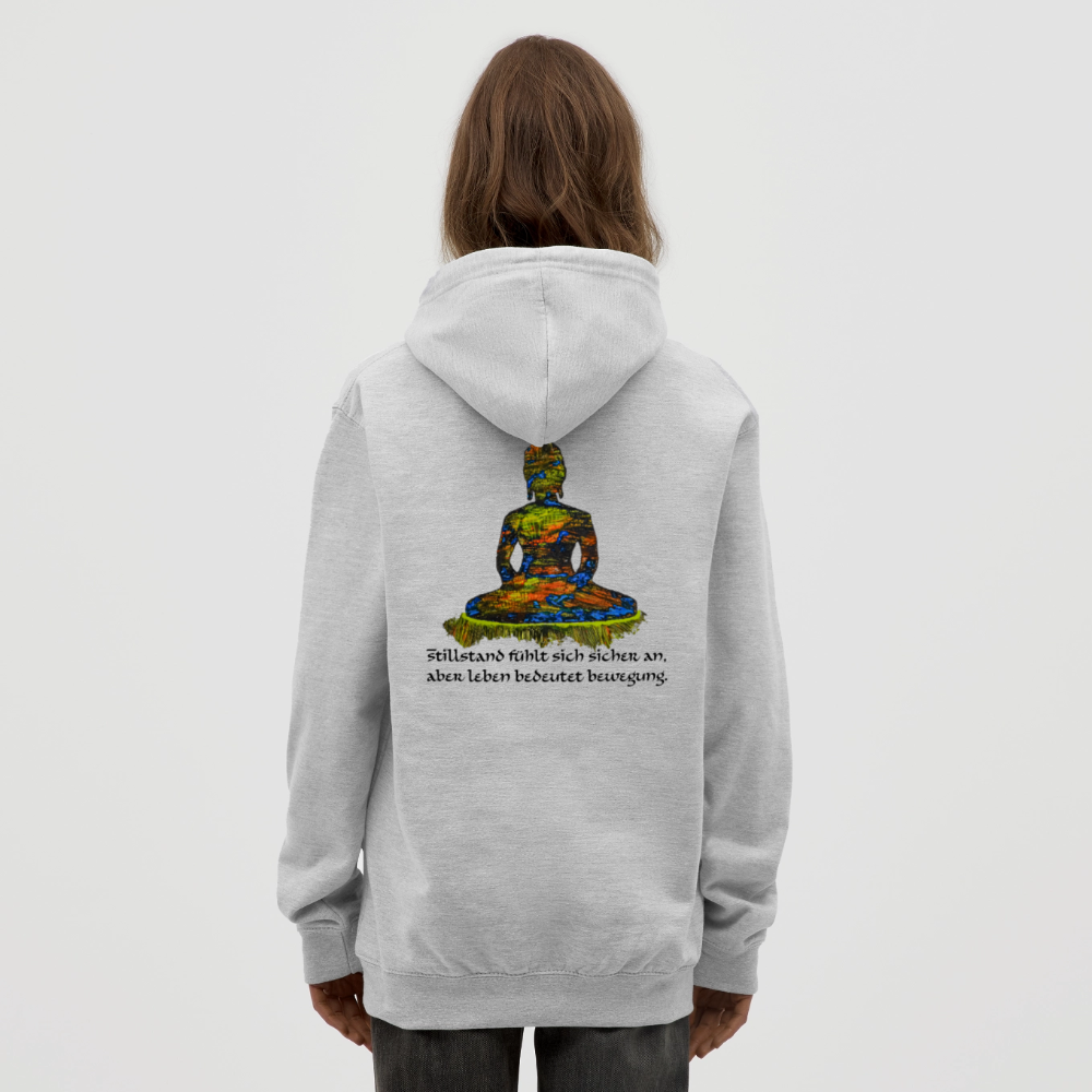 Unisex Hoodie Buddha Backprint - Hellgrau meliert