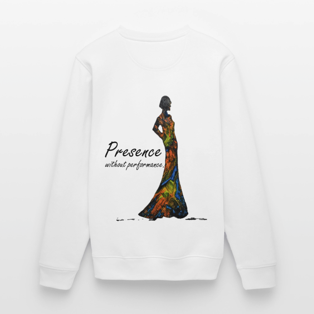 Unisex Bio Pullover Presence Backprint - Weiß