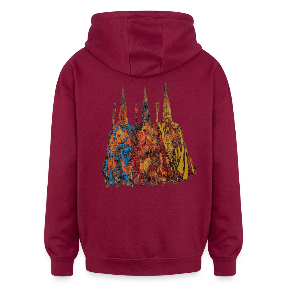 Oversized Unisex Hoodie Nazzarener Backprint - Burgunderrot