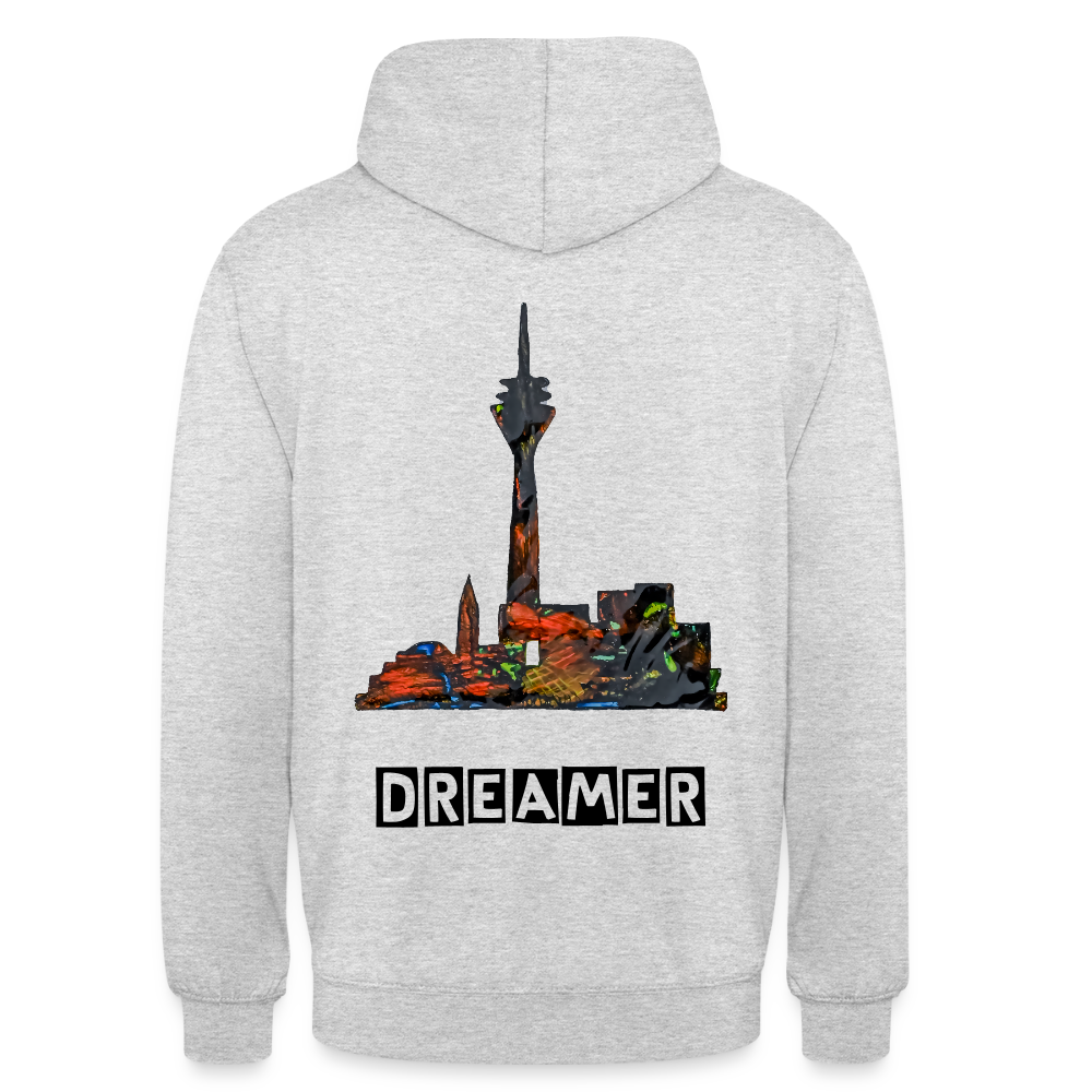 Unisex Hoodie Düsseldorferskyline Backprint - Hellgrau meliert