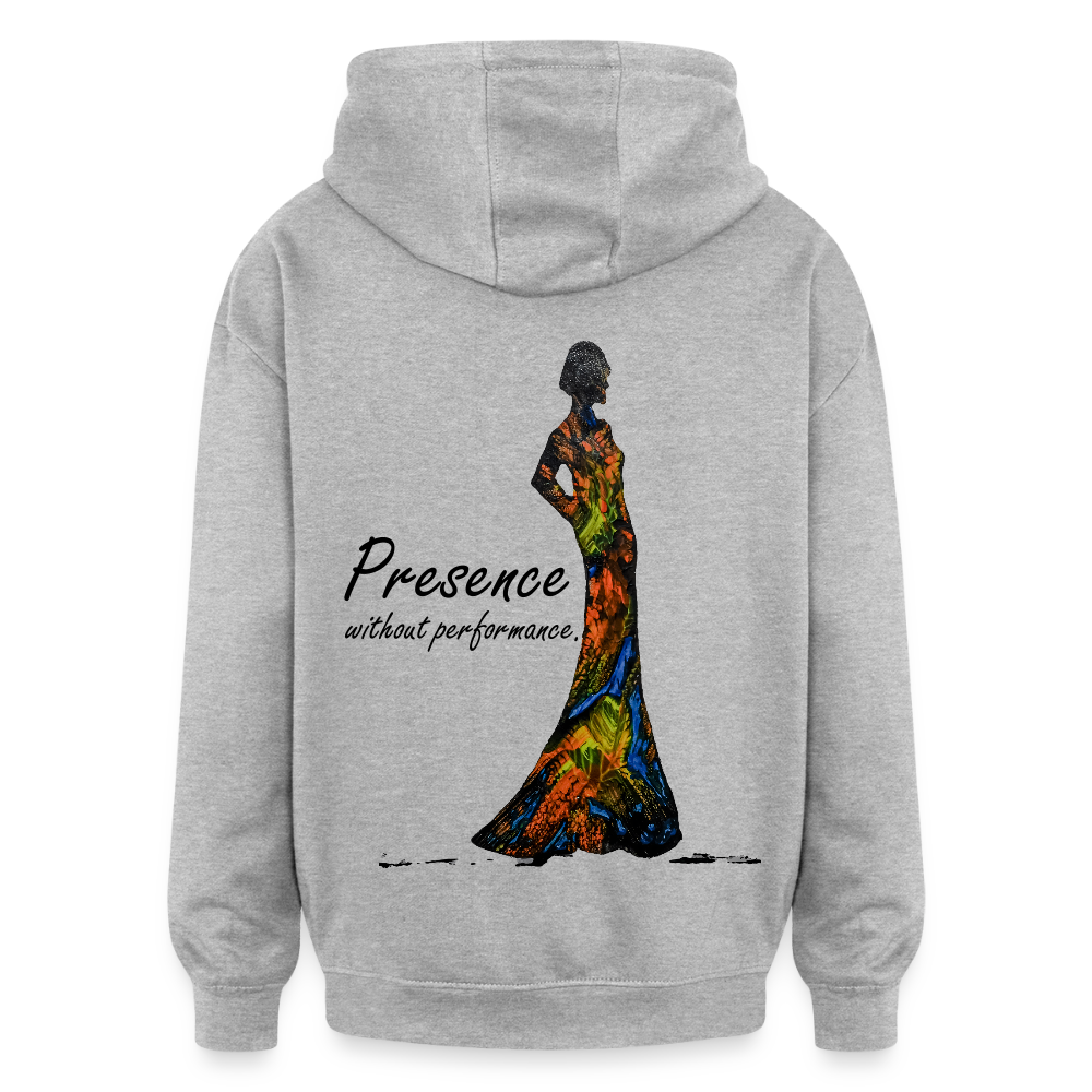 Oversized Unisex Hoodie Presence Backprint - Grau meliert