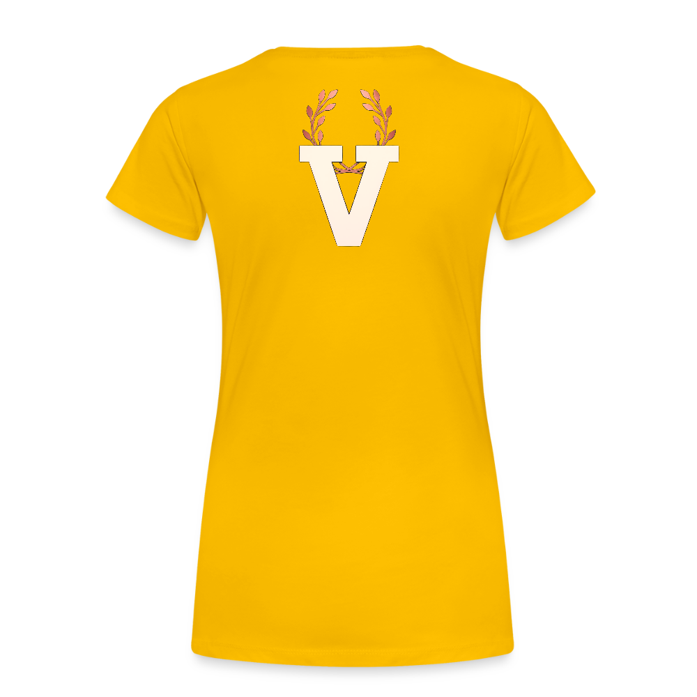 Frauen Premium T-Shirt Düsseldorfer Skyline V.3 - Sonnengelb