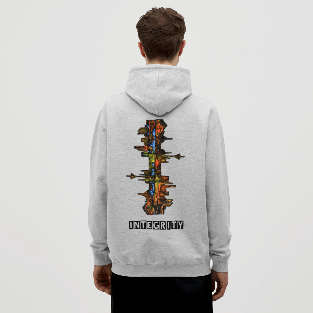 Unisex Hoodie Düsseldorfer Skyline Backprint - Hellgrau meliert