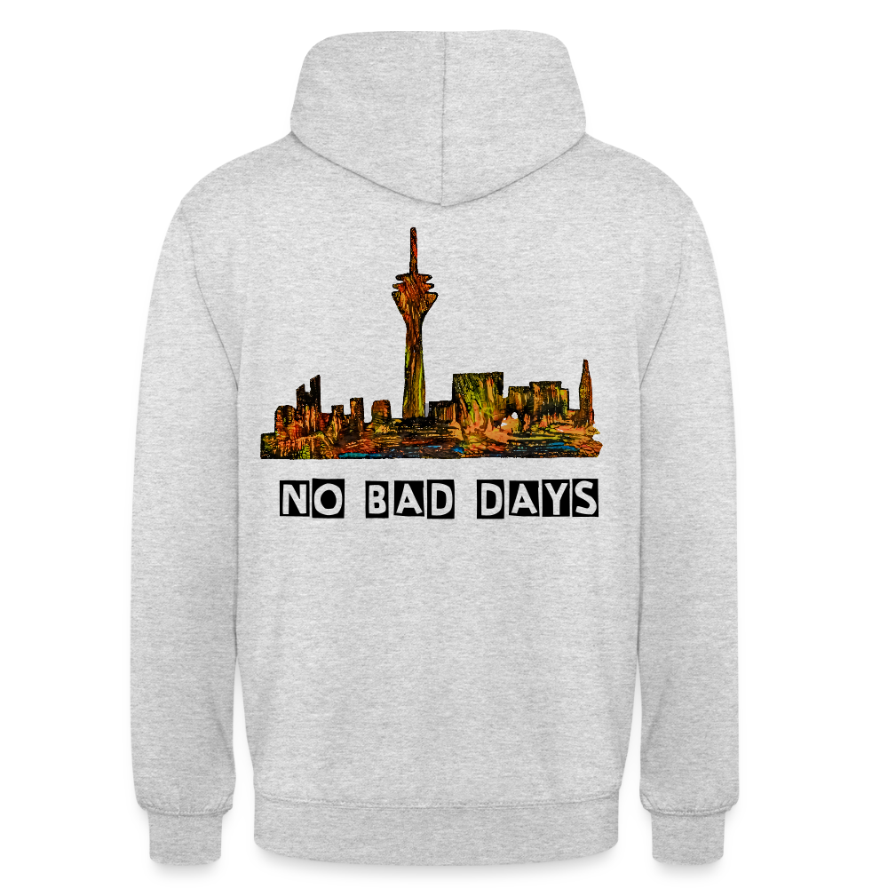 Unisex Hoodie Düsseldorfer Skyline Backprint - Hellgrau meliert