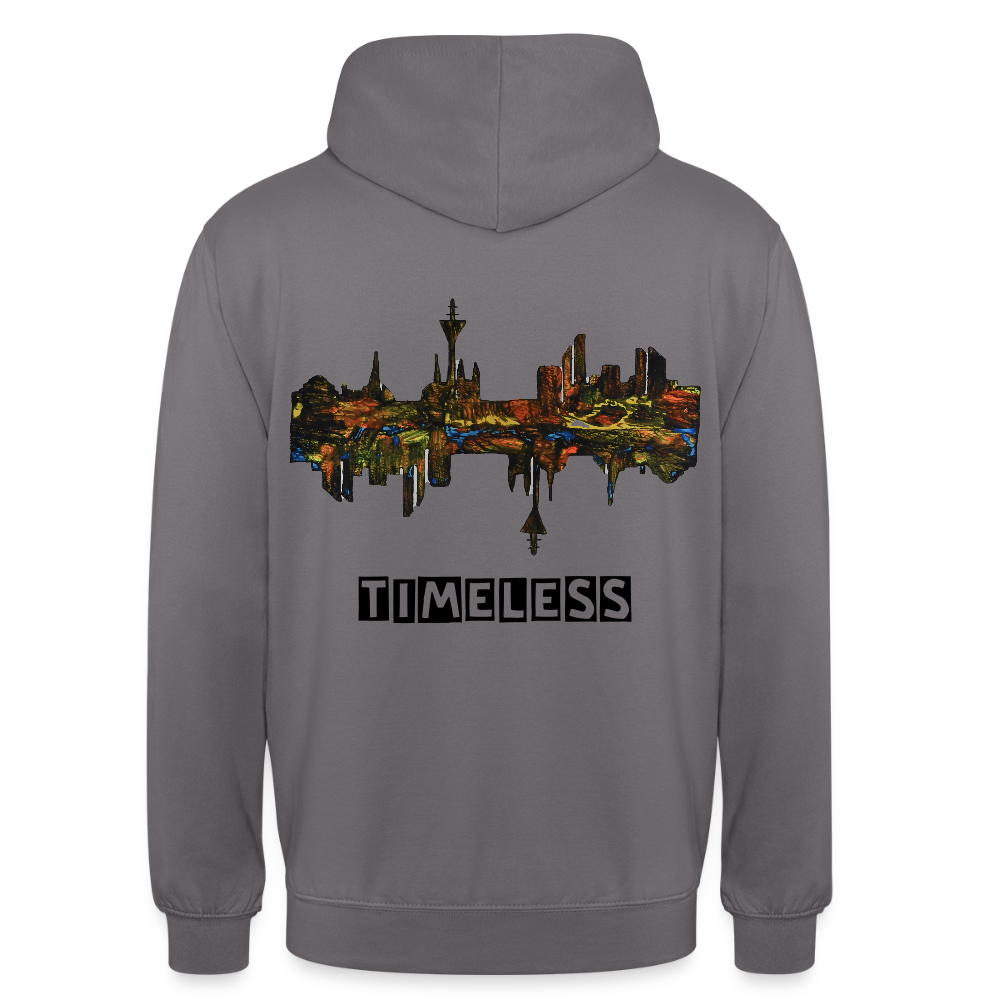 Unisex Hoodie Düsseldorfer Skyline Backprint - Mittelgrau