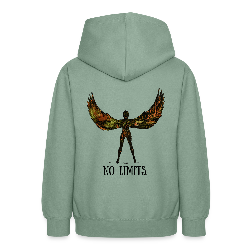 Teenager Hoodie Angel Backprint - Graugrün