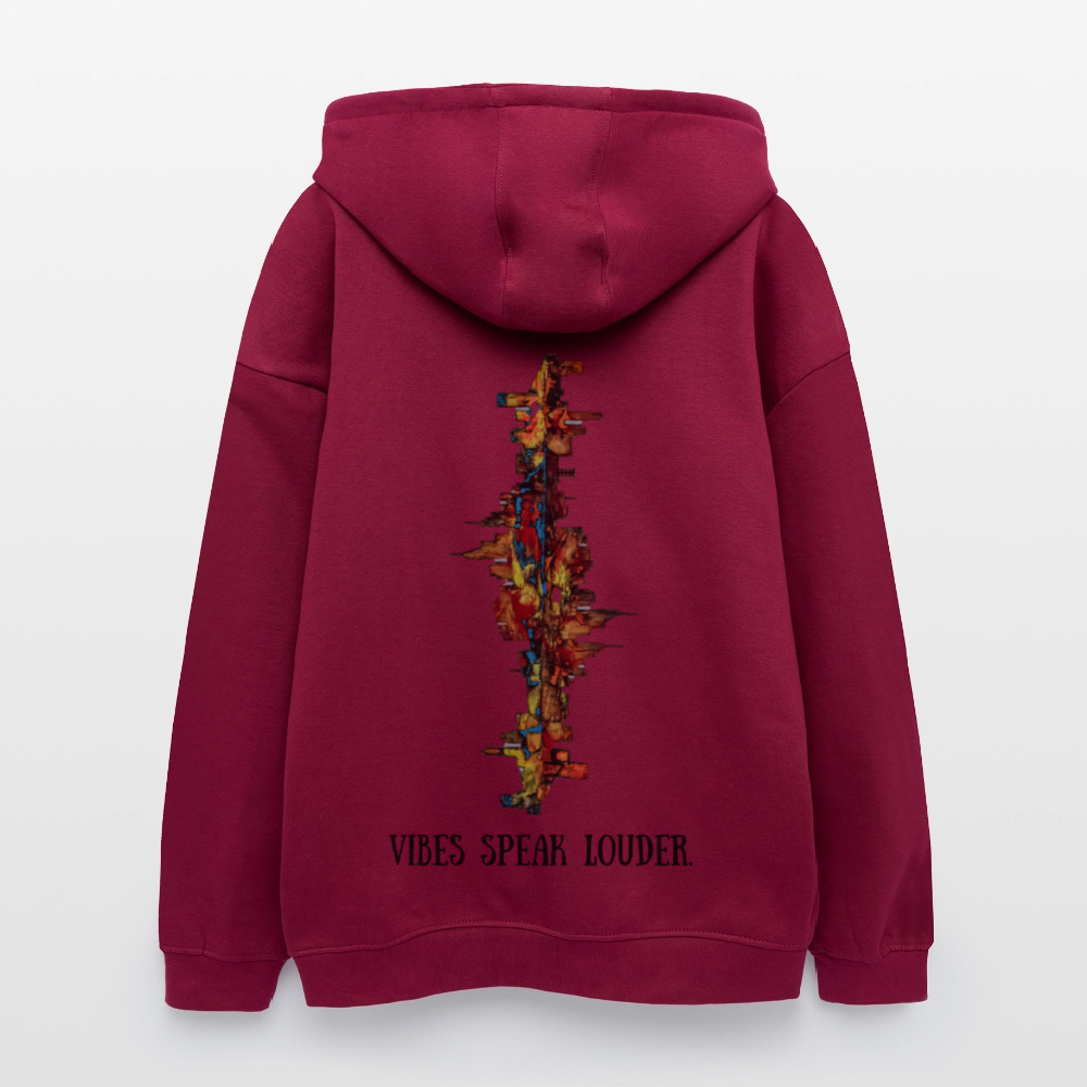 Oversized Unisex Hoodie Frankfurter Skyline Backprint - Burgunderrot