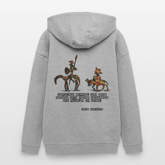 Oversized Unisex Hoodie Don Quixote Backprint - Grau meliert