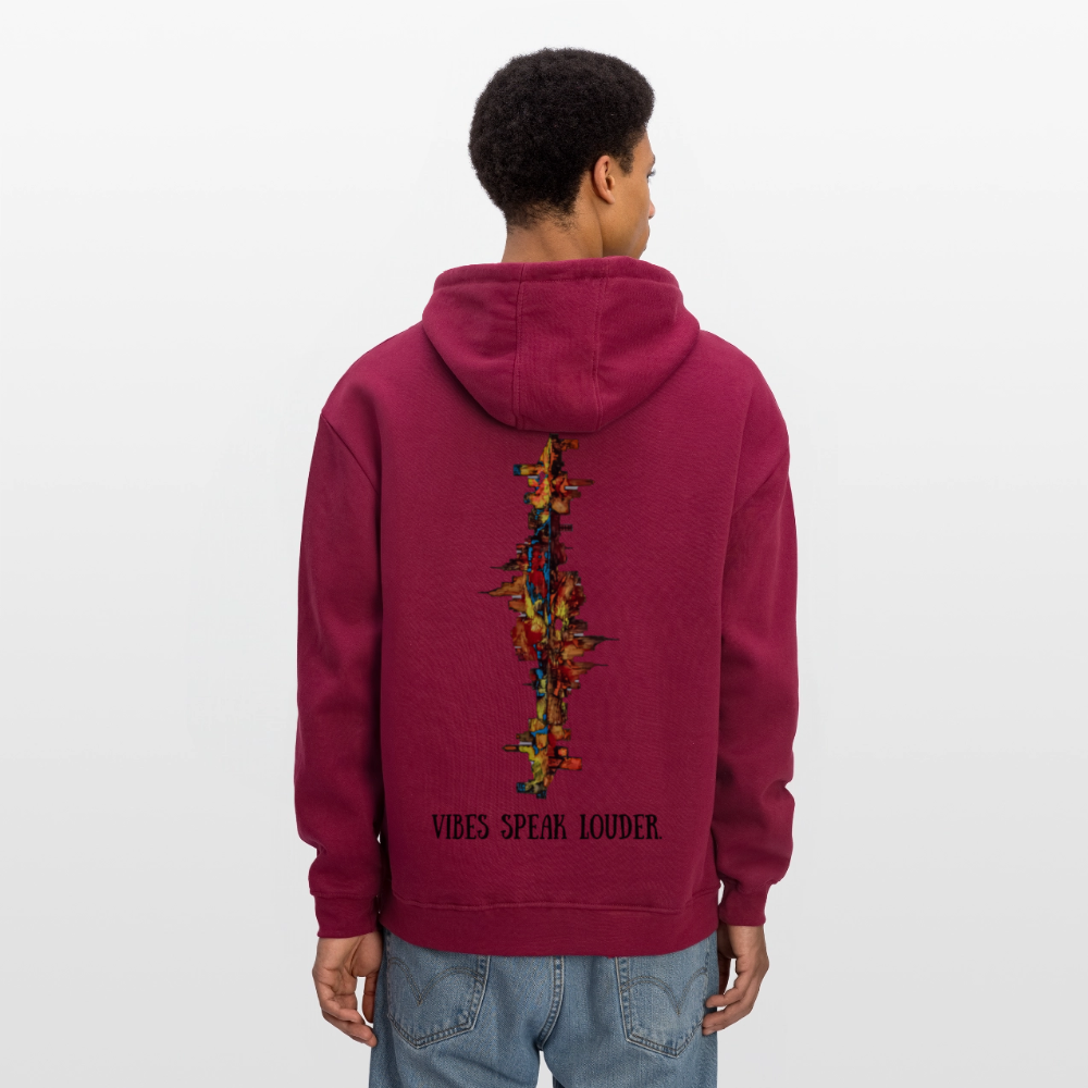 Oversized Unisex Hoodie Frankfurter Skyline Backprint - Burgunderrot