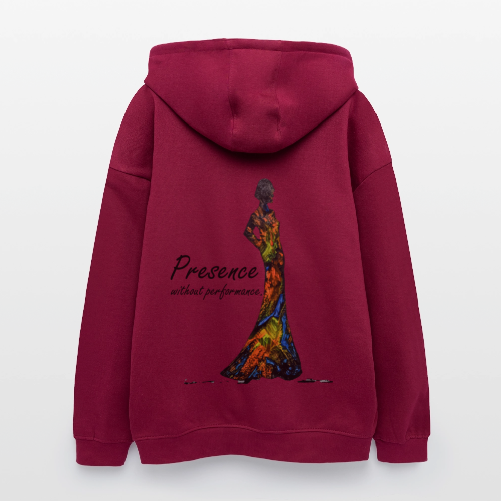 Oversized Unisex Hoodie Presence Backprint - Burgunderrot