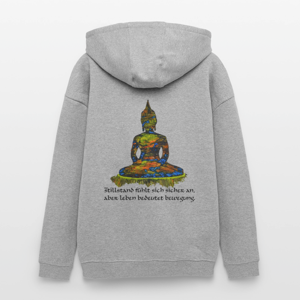 Oversized Unisex Hoodie Buddha Backprint - Grau meliert