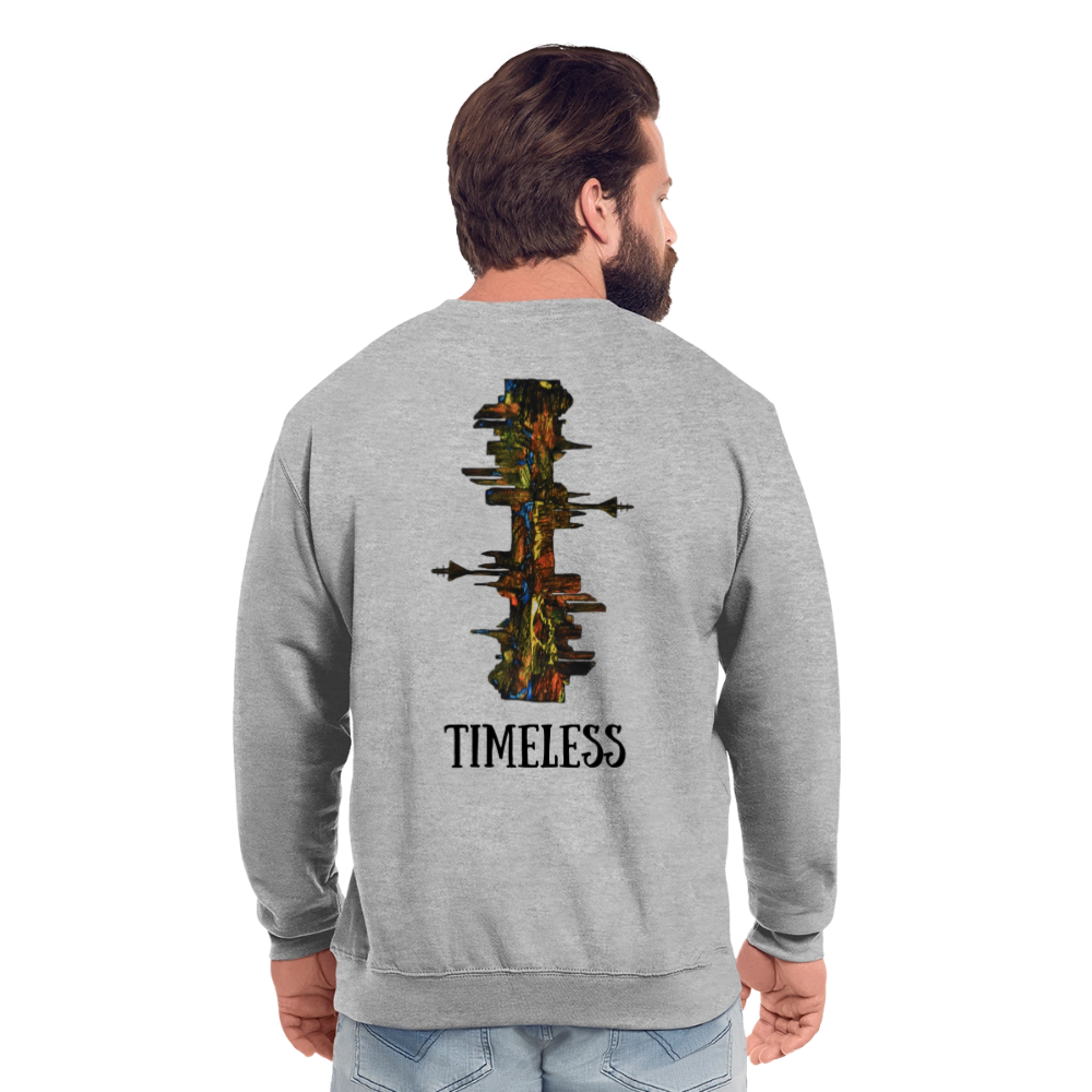 Unisex Pulli Düsseldorfer Skyline Backprint - Weißgrau meliert