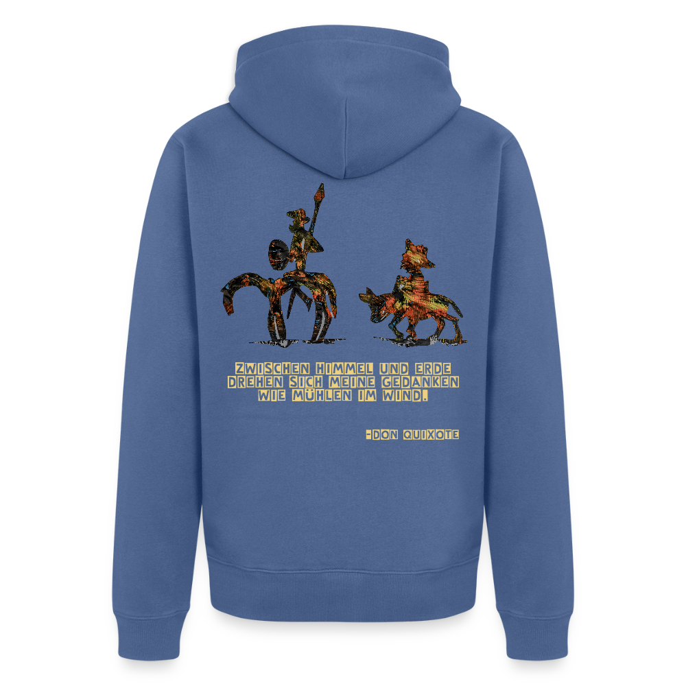 Männer Kapuzenjacke Don Quixote Backprint - Taubenblau