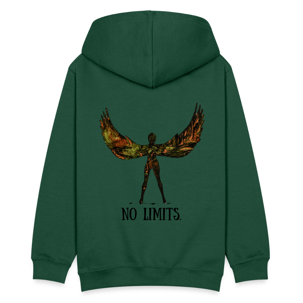 Teenager Hoodie Angel Backprint - Flaschengrün