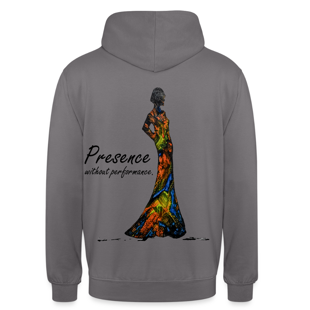 Unisex Hoodie Presence Backprint - Mittelgrau